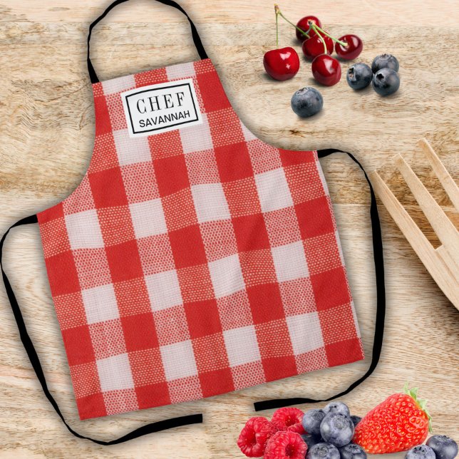 Delantal Nombre del cheque rojo del panadero Kitchen Toalla (Subido por el creador)
