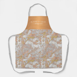 Delantal Nombre del empleado de oro del salón de belleza de