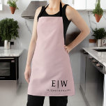 Delantal Nombre del Monograma de Rubor Dusty Pink Moderne S<br><div class="desc">Apron con el nombre del monograma rosado oxidado de Rubor. Esto hace que el dulce perfecto cumpleaños 16,  boda,  ducha de novia,  aniversario,  ducha de bebé o fiesta de soltera sea regalo para alguien que ama el lujo glam y los estilos de moda.</div>