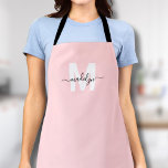Delantal Nombre del Monograma Elegante Color Rubor Mínimo R<br><div class="desc">Monograma inicial rosado de Rubor Personalizado personalizado Apron. Este delantal femenino y gentil es perfecto para añadir un toque elegante y personal a tu ropa de trabajo. Tanto si eres florista organizando flores como si eres peluquero en el salón, o un chef que hace crecer sus creaciones en la cocina,...</div>