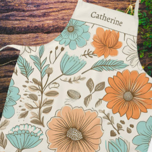 Delantal Nombre del Pastel Floral Retro Vintage