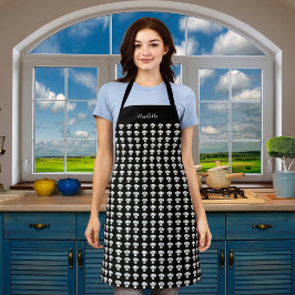 Delantal Nombre del patrón de gorras del chef blanco negro