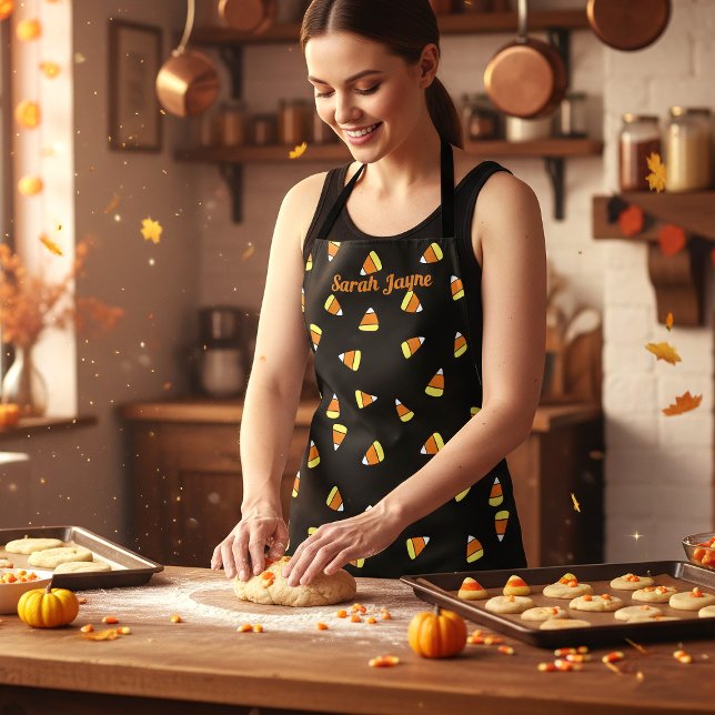 Delantal Nombre del patrón de maíz dulce Diversión Apron ne (Perfect for anyone who loves cooking up some sweet treats, especially for candy corn lovers like you)