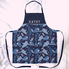 Delantal Nombre del patrón del patrón de hoja tropical azul