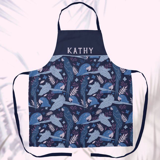 Delantal Nombre del patrón del patrón de hoja tropical azul (Subido por el creador)