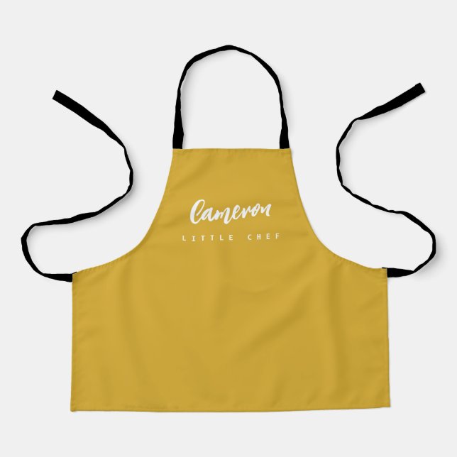 Delantal Nombre del pequeño chef personalizado simple mosta (Anverso)