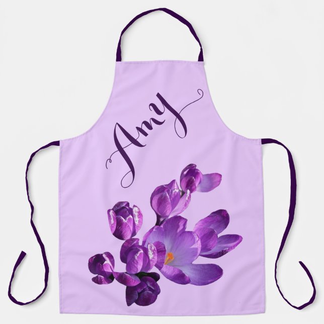 Delantal Nombre del personalizable Amy bonito violeta crocu (Anverso)