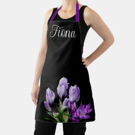 Delantal Nombre del personalizable Fiona bonito morado tend