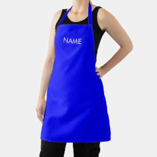 Delantal nombre del personalizar, texto azul brillante mini
