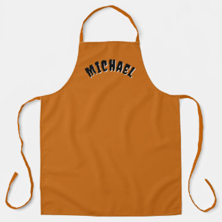 Delantal Nombre espeluznante Apron (Naranja oscuro y negro)