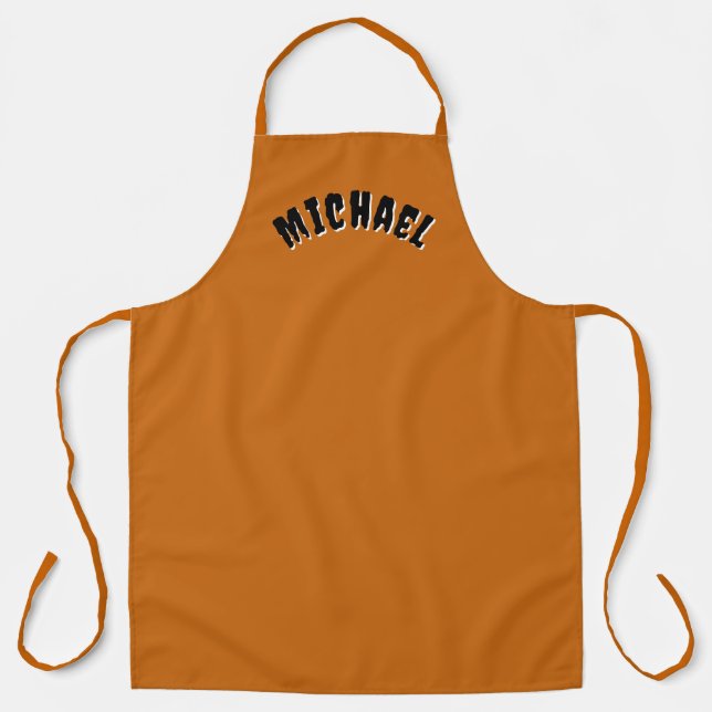 Delantal Nombre espeluznante Apron (Naranja oscuro y negro) (Anverso)