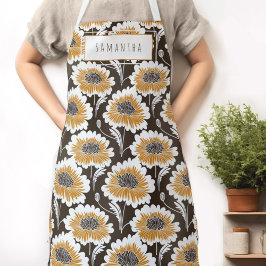 Delantal Nombre floral retro Apron