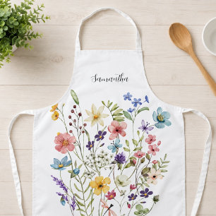 Delantal Nombre floral rosa