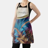 Nombre Manuscrito Azul Fractal Moderno Dorado
