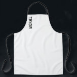 Delantal Nombre Minimalista personalizado moderno<br><div class="desc">Diseño Minimalista moderno con un nombre personalizado en negrita moderna sans serif estilo tipo de letra. Perfecto como regalo de vacaciones para él,  regalos del día del padre y regalos para cualquier ocasión especial.</div>