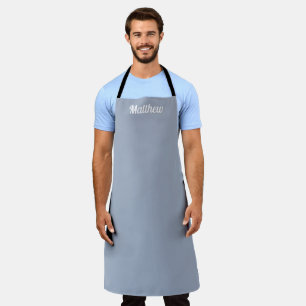 Delantal Nombre moderno azul turbio Moda Minimalista simple