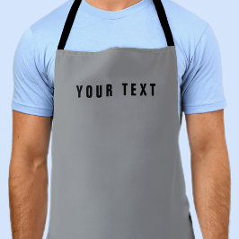 Delantal Nombre moderno y elegante | Gris y negro