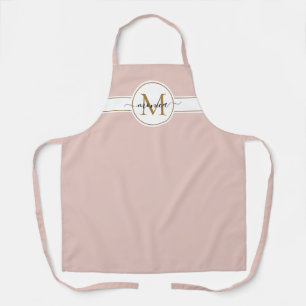 Delantal Nombre monogramado mínimo simple Rubor Rosa Gold