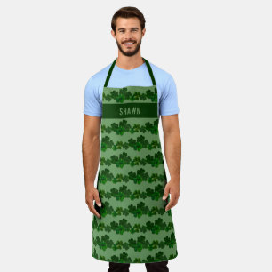Delantal Nombre personal irlandés Shamrock Green Clover