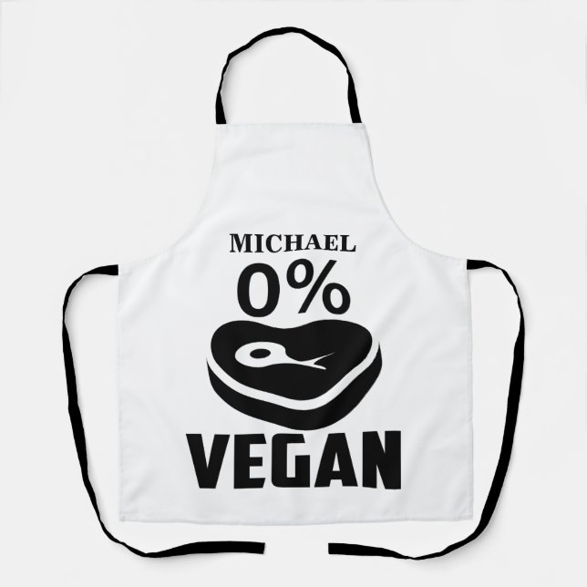 Delantal Nombre personalizado 0 % vegano (Anverso)