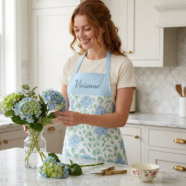 Delantal Nombre personalizado acuarela flor silvestre verde