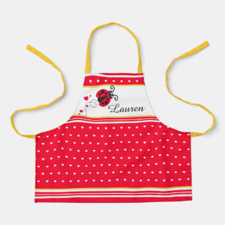 Delantal Nombre personalizado amarillo blanco rojo de ladyb