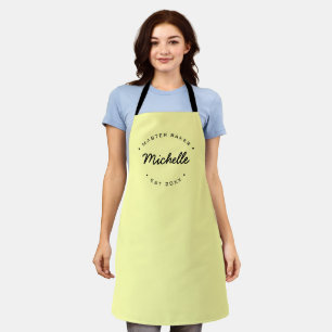 Delantal Nombre personalizado año maestro panadero amarillo