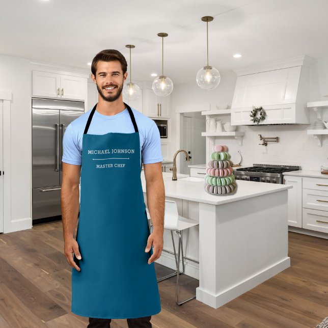 Delantal Nombre personalizado Apron azul y blanco del maest (Subido por el creador)