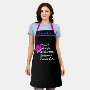 Delantal Nombre personalizado Awesome Girlfriend GF Black C