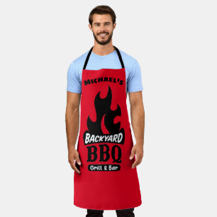 Delantal Nombre personalizado Backyard BBQ Grill y Bar