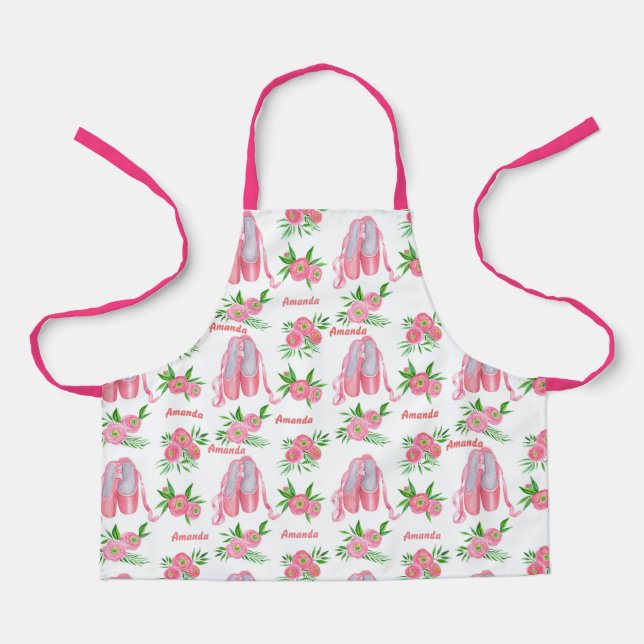 Delantal Nombre personalizado Ballet Ballerina Calzado rosa (Anverso)