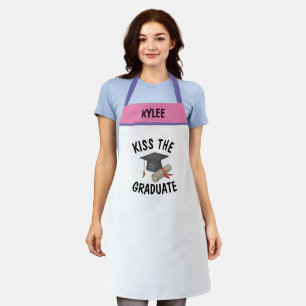 Delantal Nombre personalizado BBQ Beso al Humor del Graduad