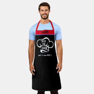 Delantal Nombre personalizado BBQ Grill Baker's Kiss the Ch