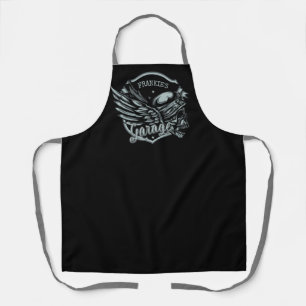 Delantal NOMBRE Personalizado Biker Skull Wings Motorcycle