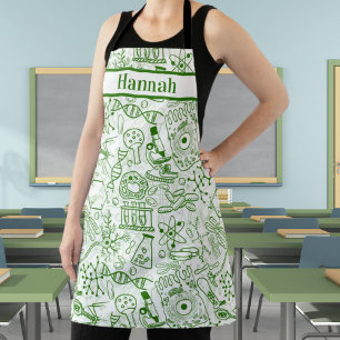 Delantal Nombre personalizado Biología Doodle Tema Apron