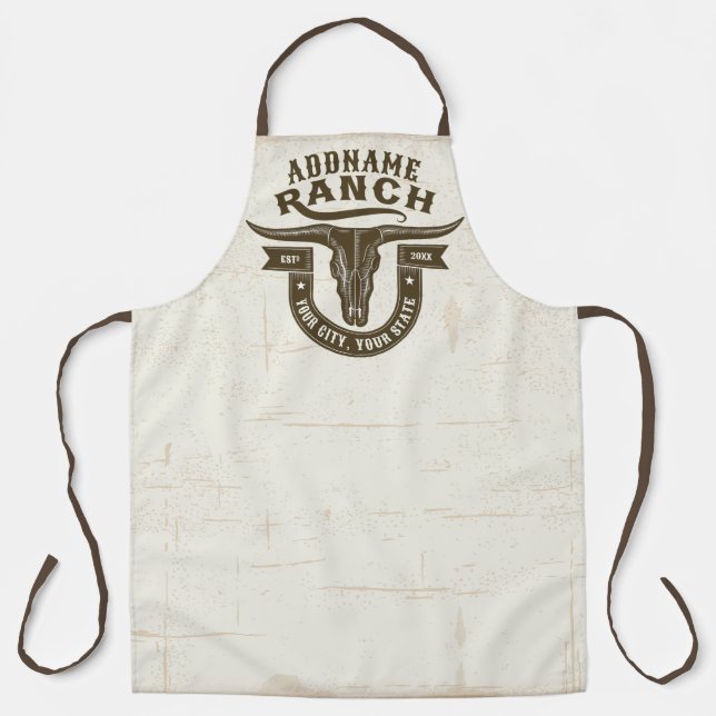 Delantal NOMBRE Personalizado Bull Steer Skull Western Ranc (Anverso)