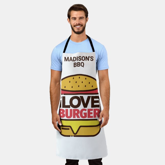 Delantal Nombre personalizado Burger Lover apron (Gastado)
