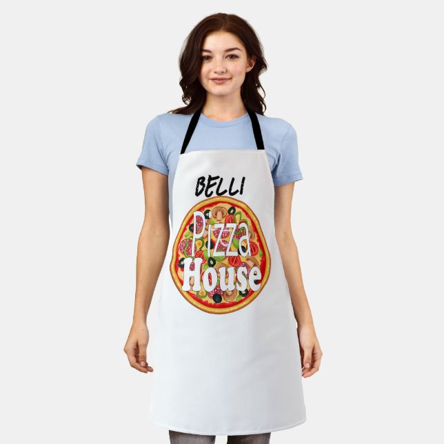 Delantal Nombre personalizado Casa Pizza italiana Apron adu (Gastado)