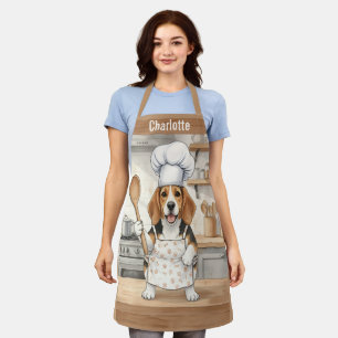 Delantal Nombre Personalizado Chef Beagle Cocinando Perro