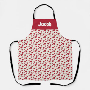 Delantal Nombre personalizado: Chef de corazones rojos bril