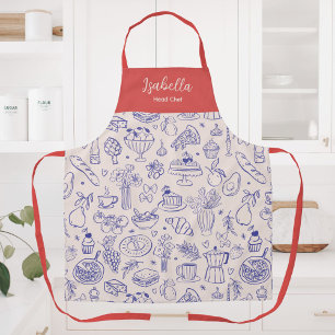 Delantal Nombre Personalizado Comida Adorable Dibujada a Ma