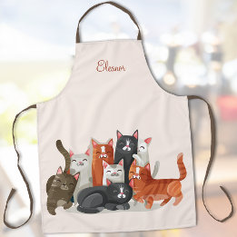 Delantal Nombre personalizado con el Ilustracion de gatos k