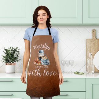 Delantal Nombre personalizado con temática de café