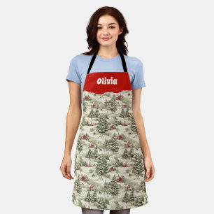 Delantal Nombre personalizado de aldea de Navidades tradici