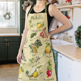 Delantal Nombre personalizado de colección de frutas de col