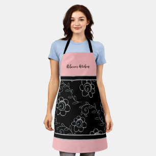 Delantal Nombre personalizado de diseño floral original ro