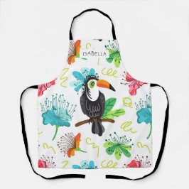Delantal Nombre Personalizado de Floral Moderna Tropical To