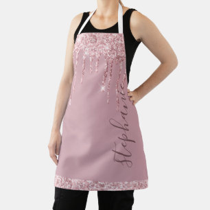 Delantal Nombre personalizado de goteo rápido de purpurina