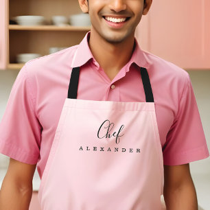 Delantal Nombre personalizado de la cocina de chef rosa Rub