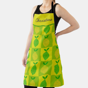 Delantal Nombre personalizado de los lemas verde y amarillo
